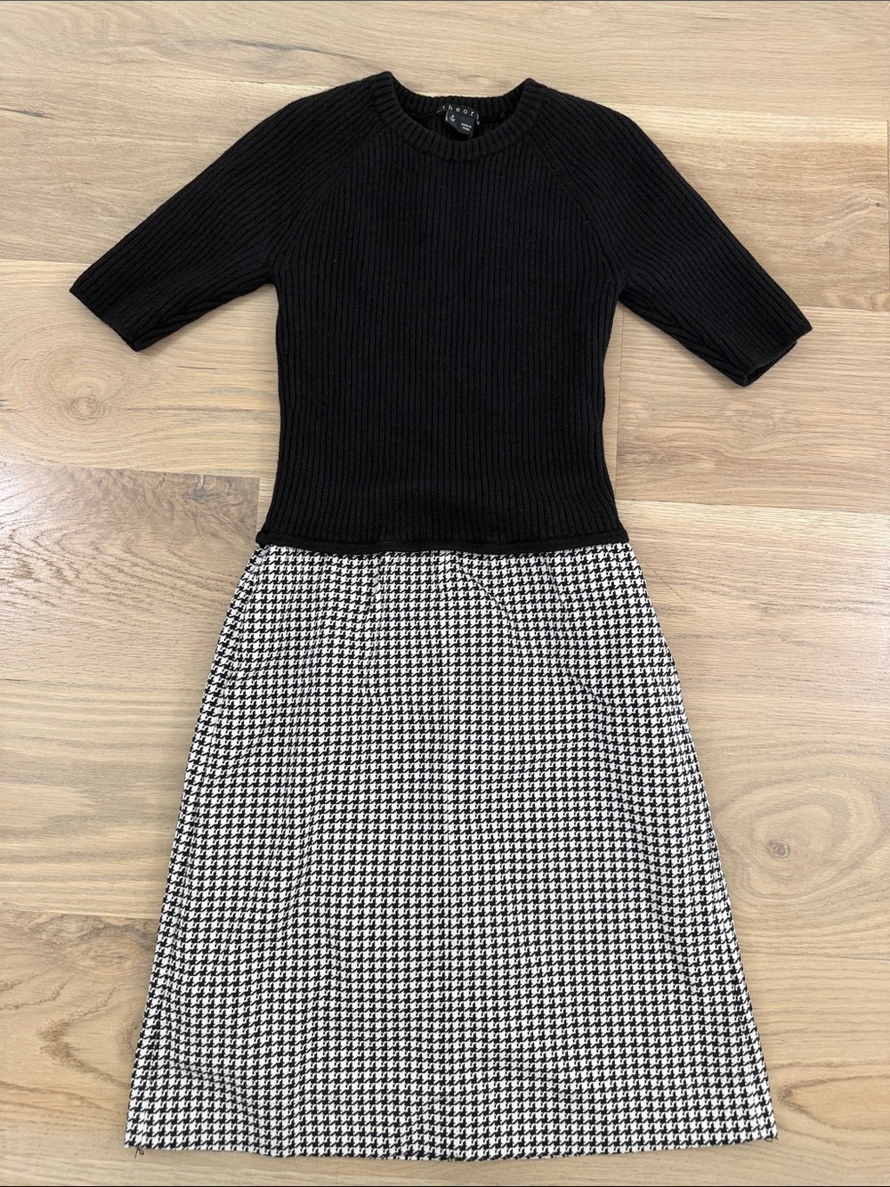 Theory Jethrina Winhall Wool Blend Knit Houndstooth Midi Dress | Petite (P/TP)